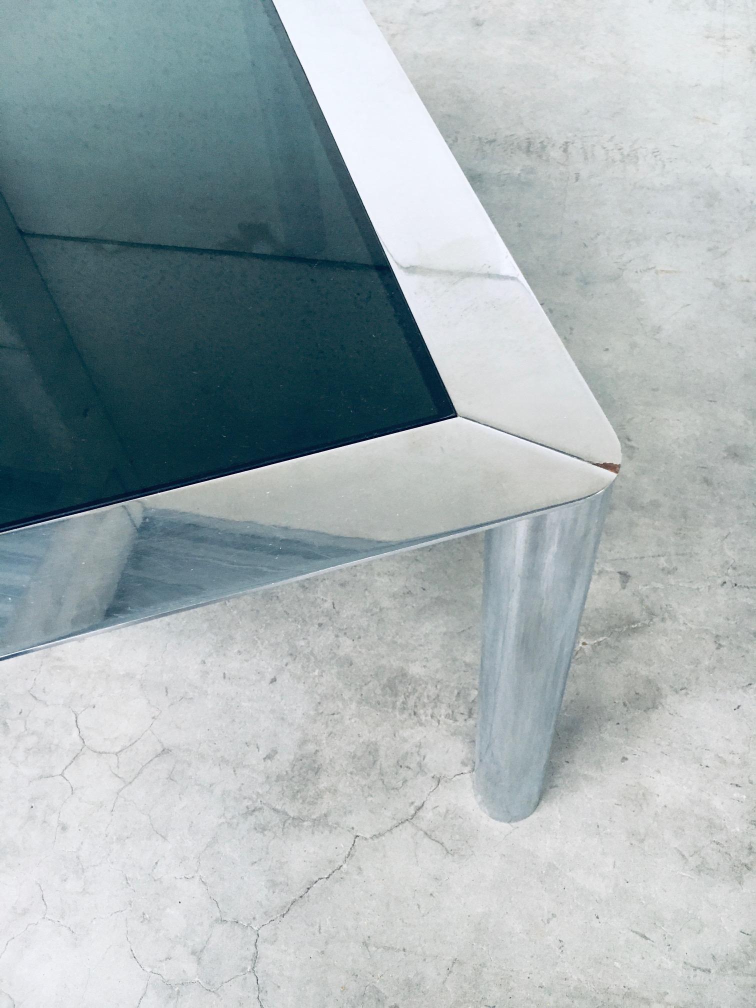 Smoked Glass & Chromed Steel Square Dining Table by Sergio Mazza for Cinova For Sale 5