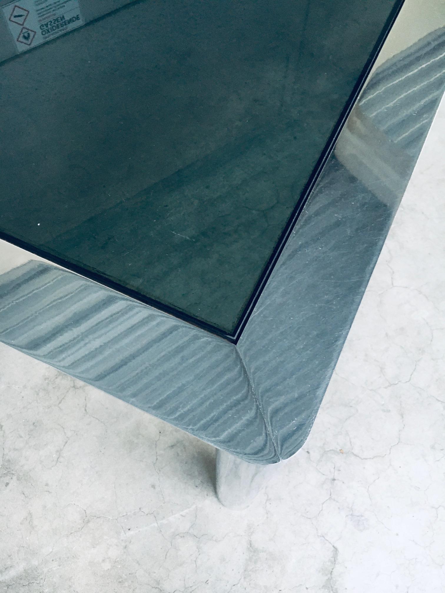 Quadratischer Esstisch aus Rauchglas und verchromtem Stahl von Sergio Mazza für Cinova im Angebot 5