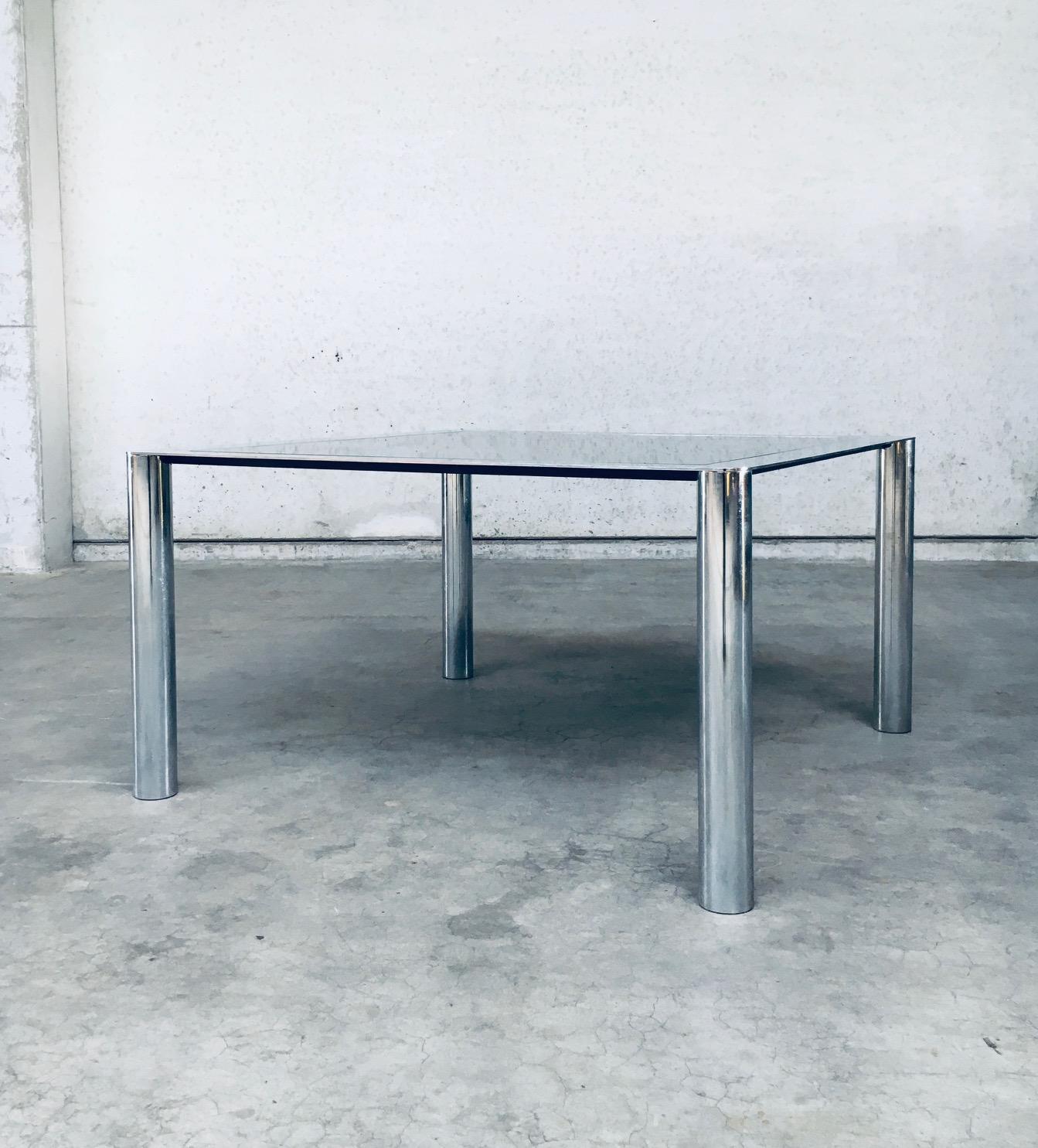 Italian Smoked Glass & Chromed Steel Square Dining Table by Sergio Mazza for Cinova For Sale