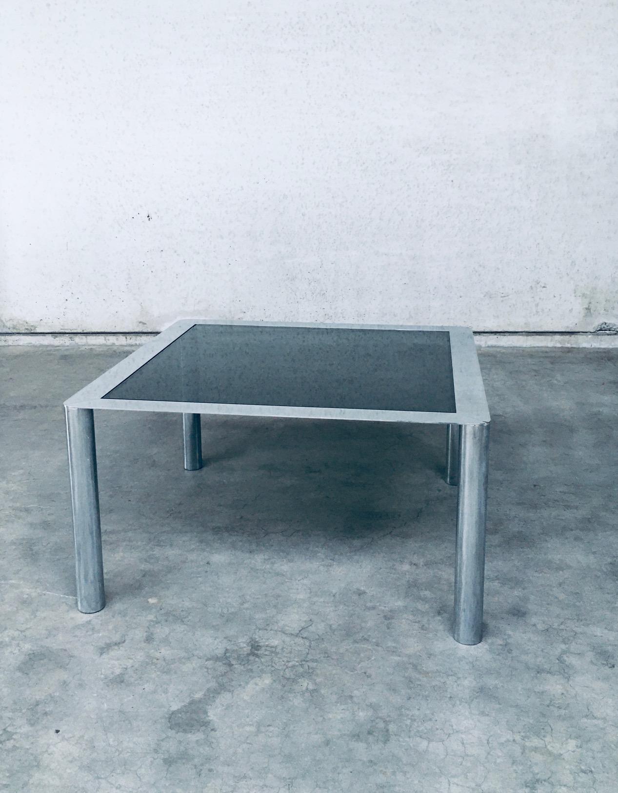 Late 20th Century Smoked Glass & Chromed Steel Square Dining Table by Sergio Mazza for Cinova For Sale