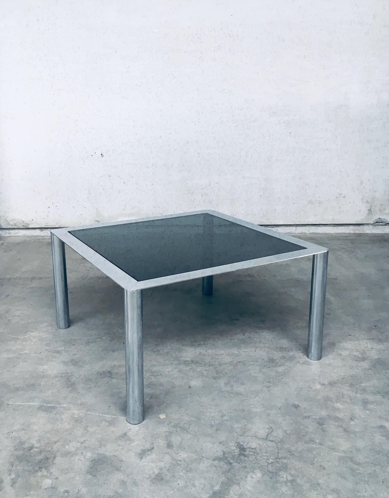 Metal Smoked Glass & Chromed Steel Square Dining Table by Sergio Mazza for Cinova For Sale