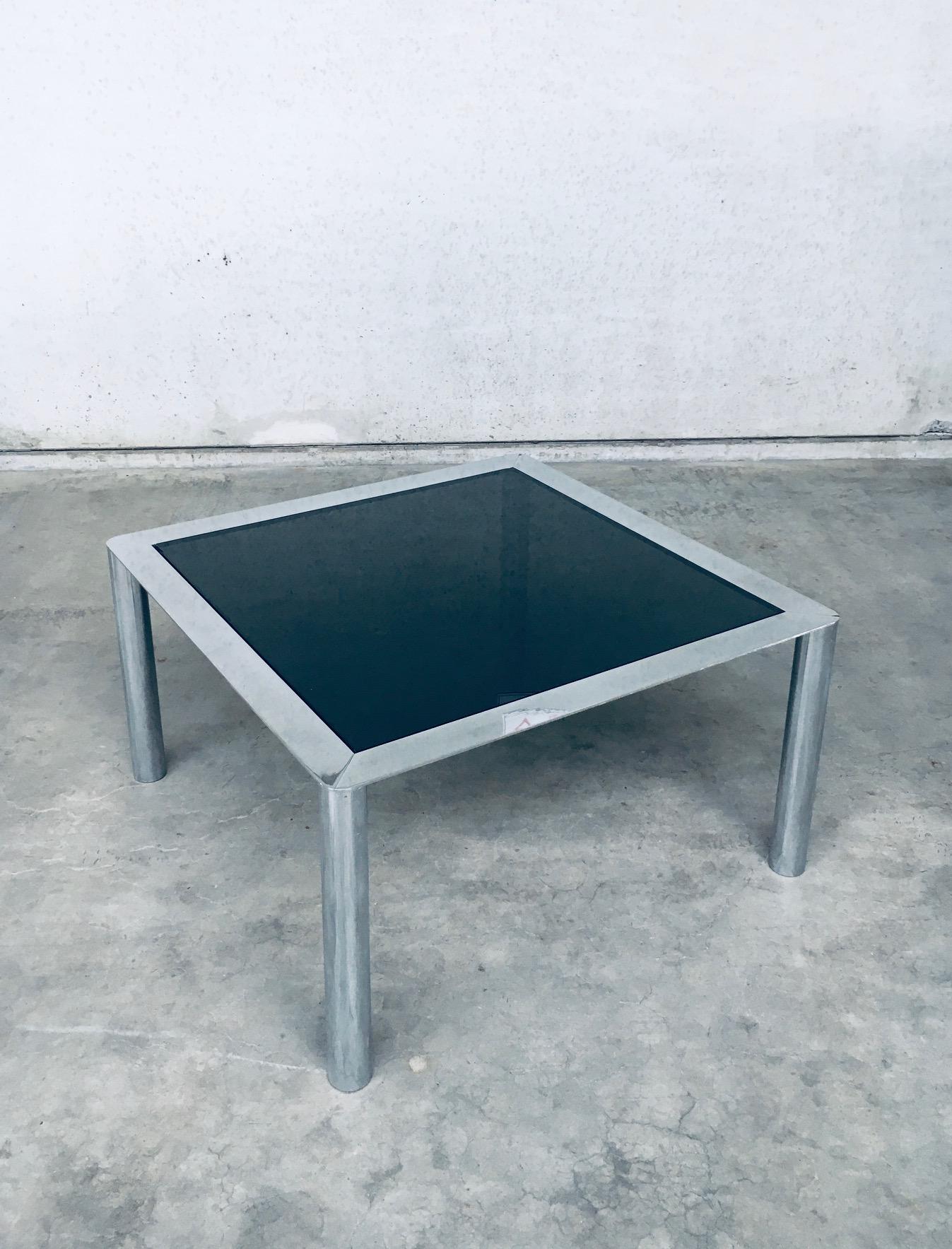 Smoked Glass & Chromed Steel Square Dining Table by Sergio Mazza for Cinova For Sale 1