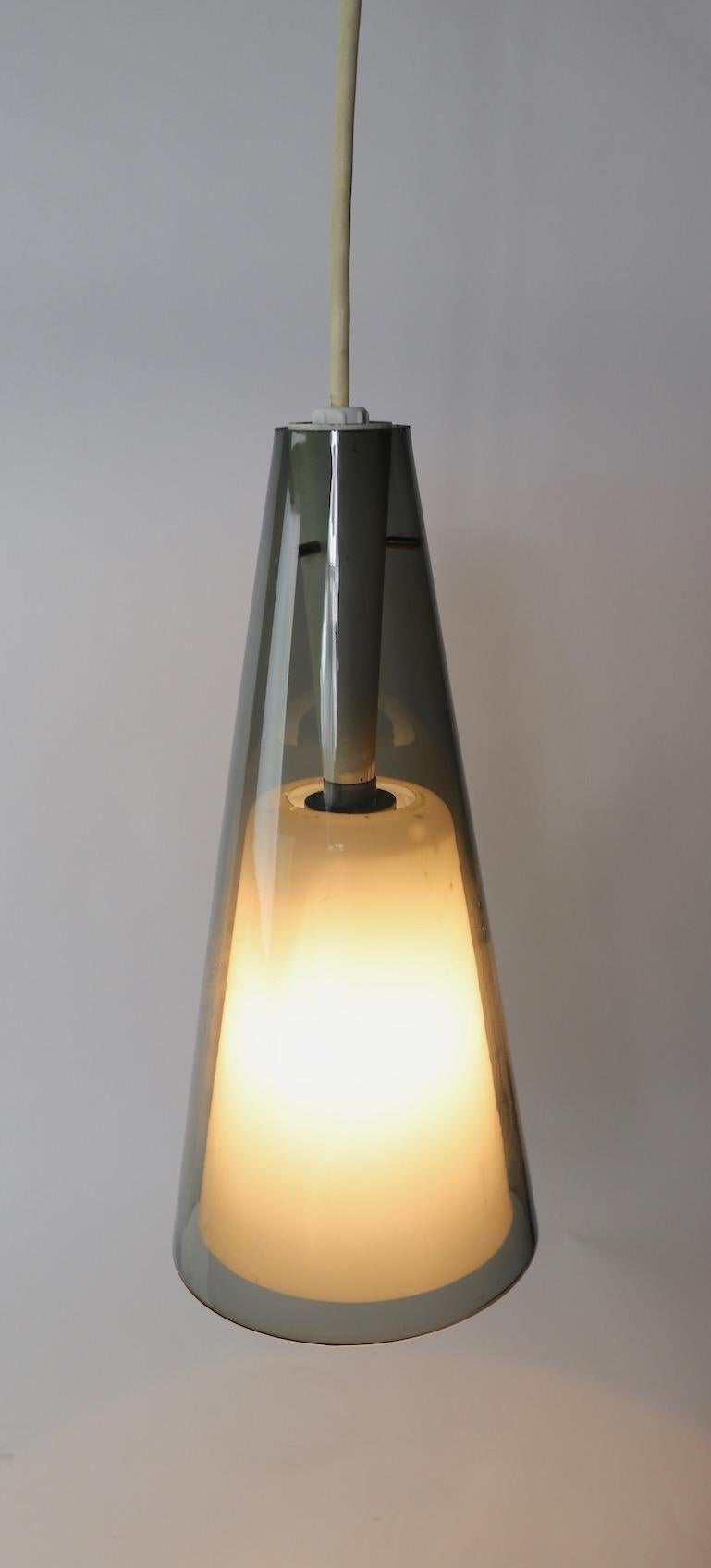 Smoked Glass Cone Form Pendant In Good Condition For Sale In New York, NY