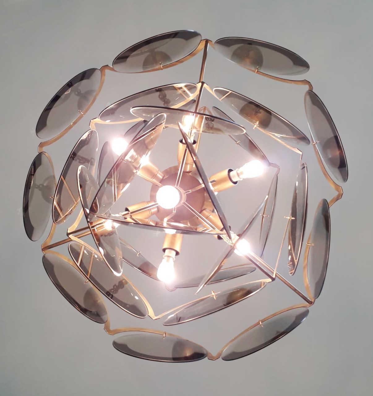Smoked Glass Discs Chandelier by Vistosi For Sale 1