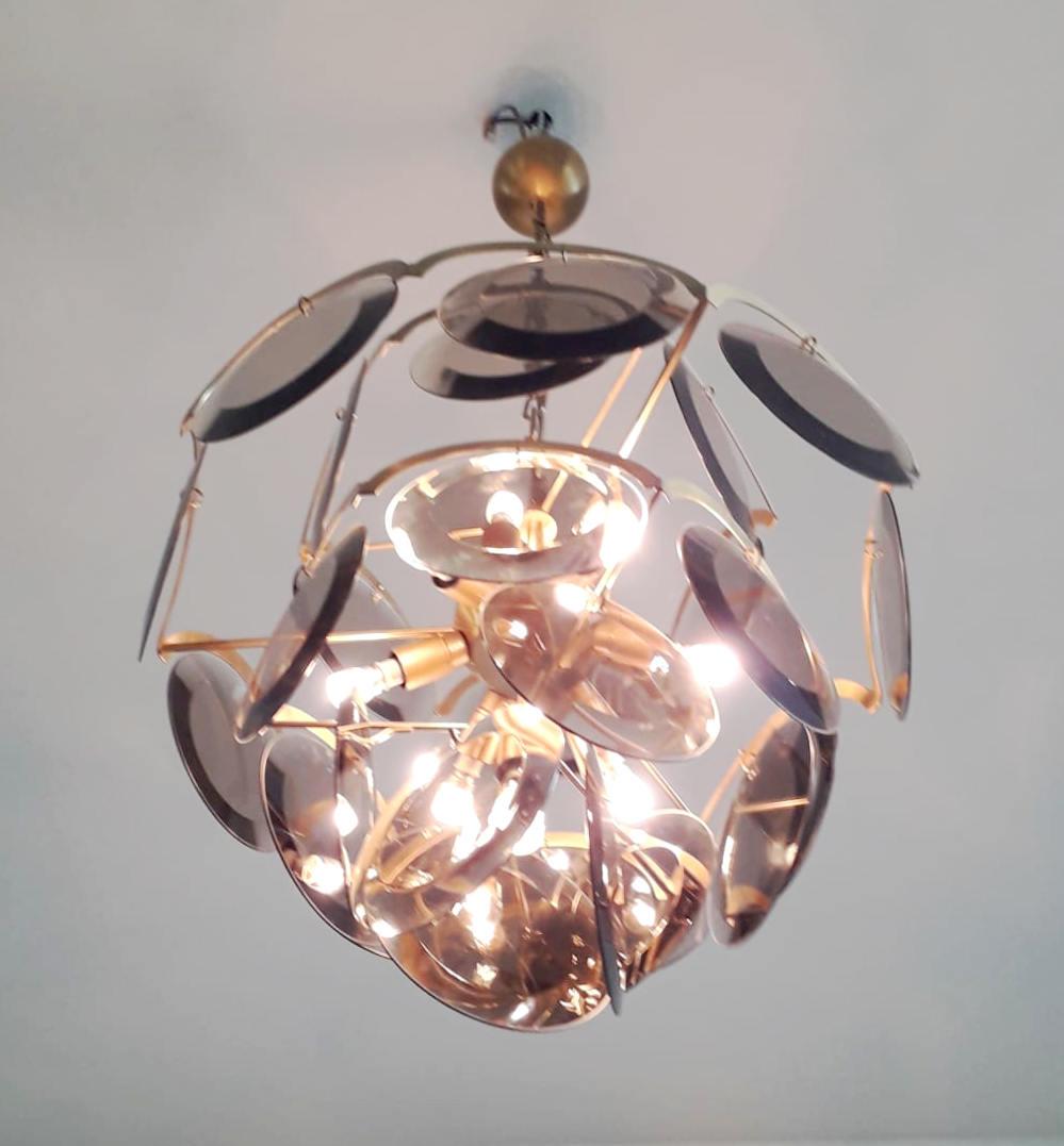 Smoked Glass Discs Chandelier by Vistosi For Sale 2