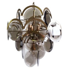 Vintage Smoked Glass Discs Chandelier by Vistosi