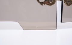 Smoked Glass Folding Triptych glass Fire place screen 1950s