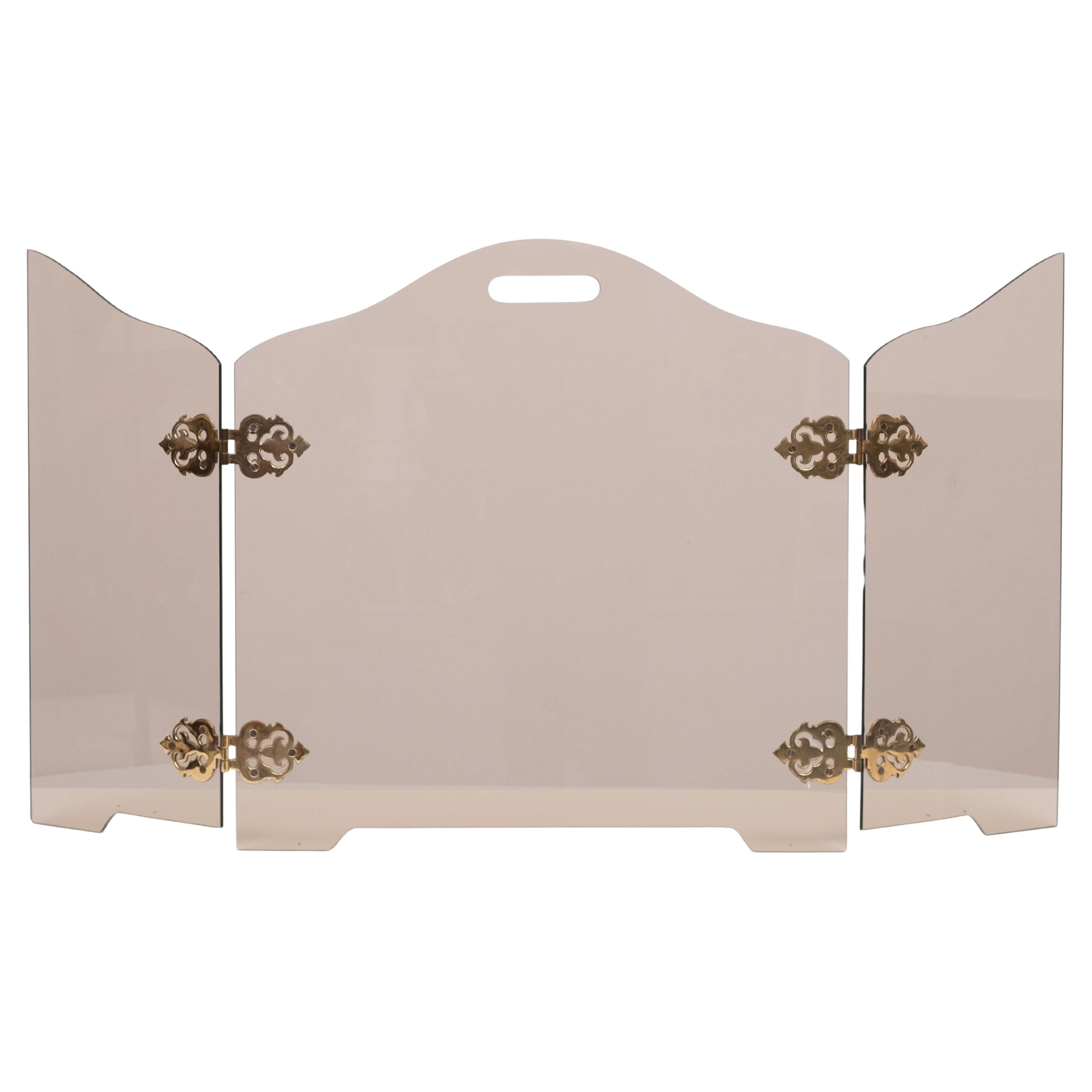 Trittico in vetro fumé Foldes Schermo per caminetto anni
50