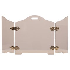 Vintage Smoked Glass Folding Triptych glass Fire place screen 1950s