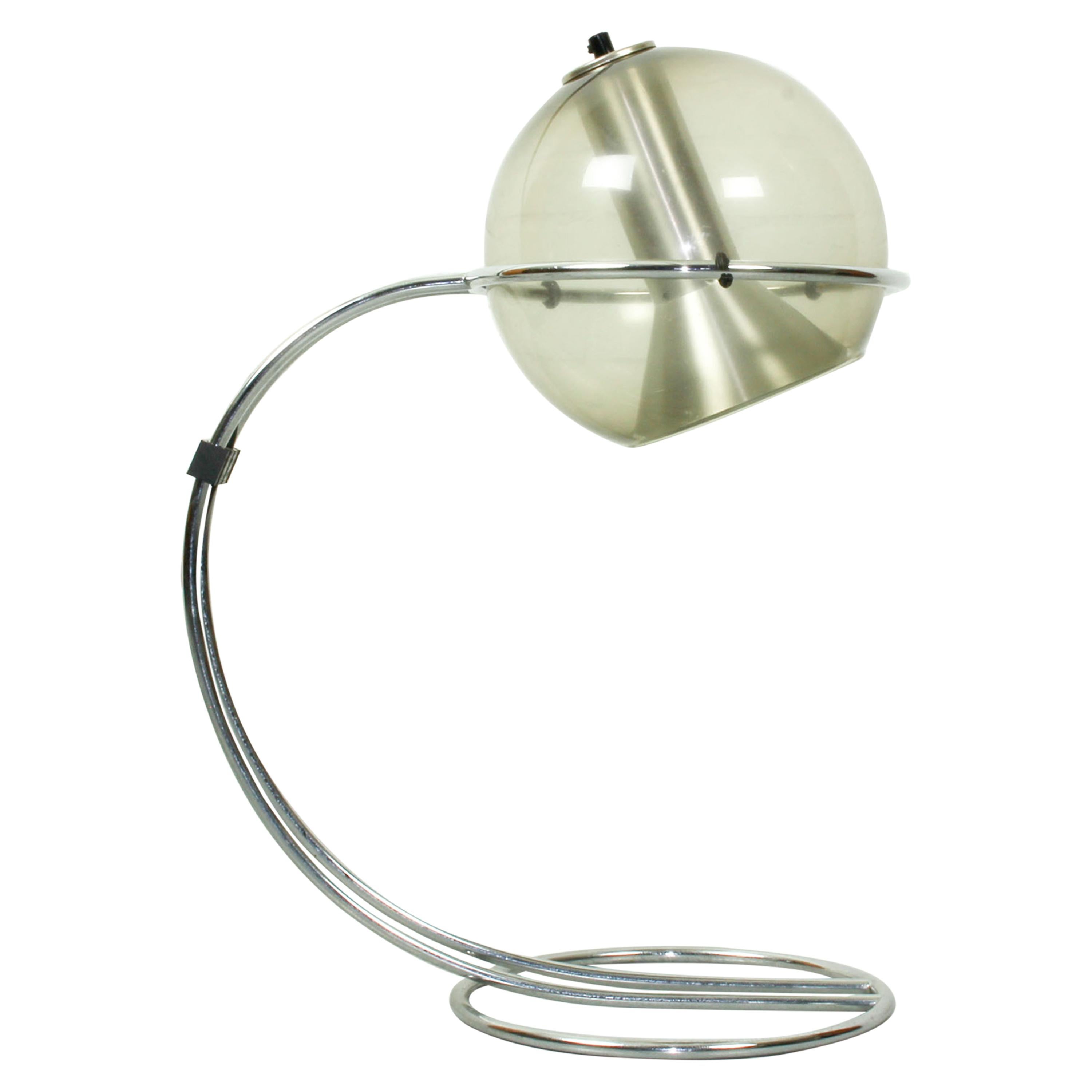 Smoked Glass Globe Table/Office Lamp by Frank Ligtelijn for RAAK, 1960s