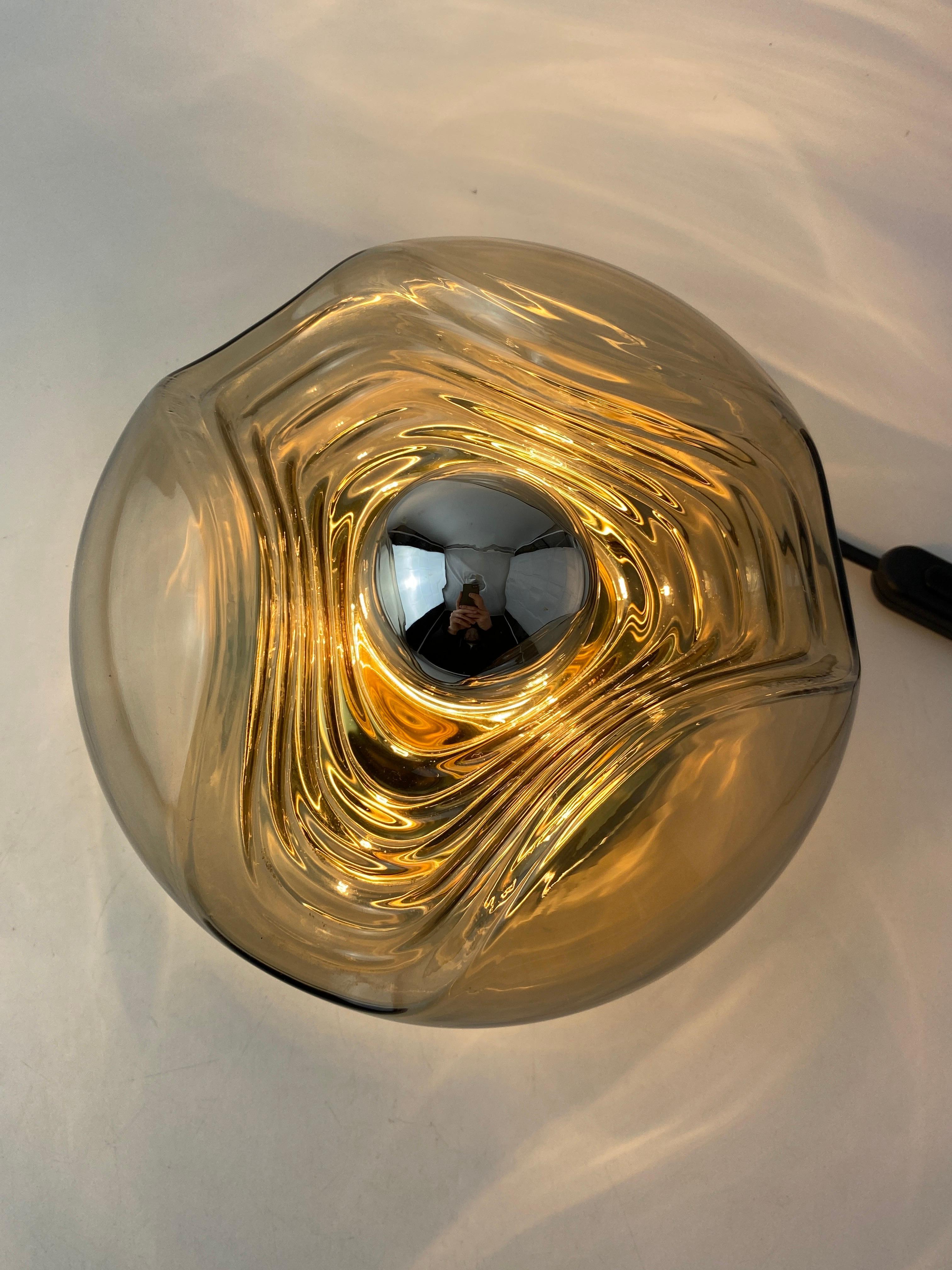 Smoked Glass & Gold Chromed Table Lamp Futura by Peill and Putzler 1970 For Sale 5