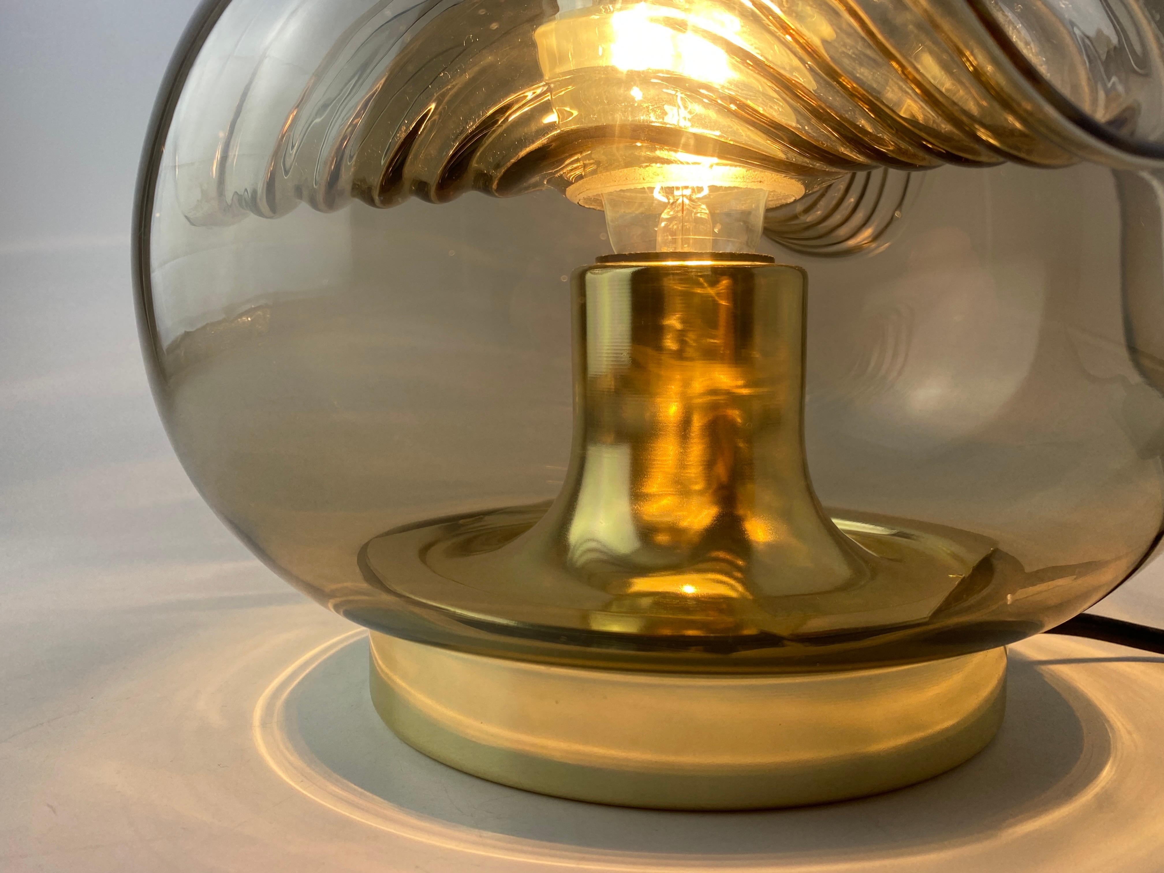 Smoked Glass & Gold Chromed Table Lamp Futura by Peill and Putzler 1970 For Sale 2