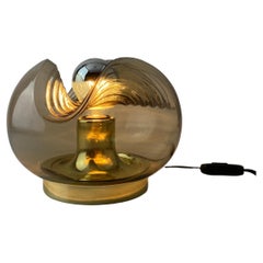 Smoked Glass & Gold Chromed Table Lamp Futura by Peill and Putzler 1970