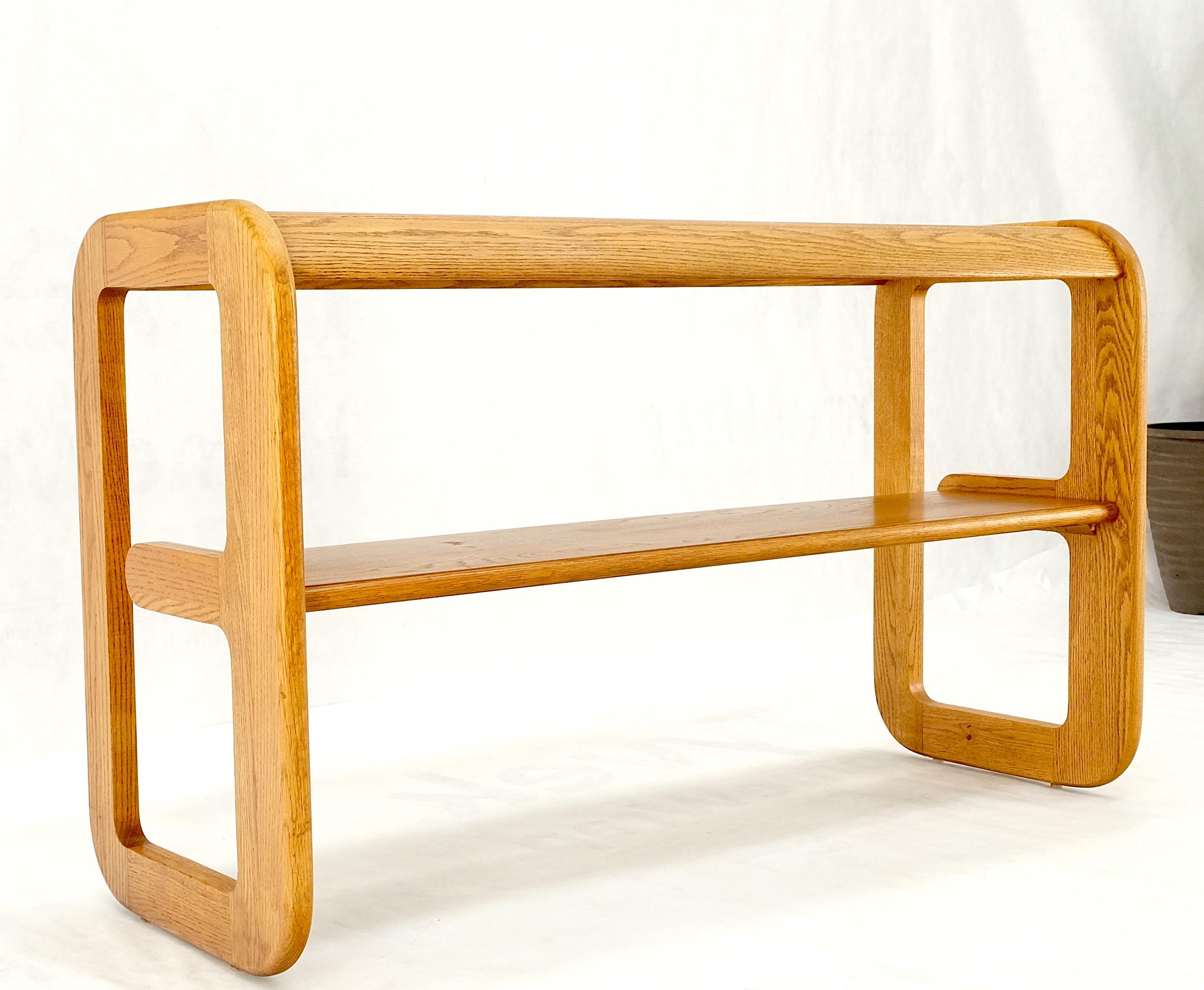 Smoked Glass Golden Oak American Mid Century Modern Console Sofa Table Mint! For Sale 9