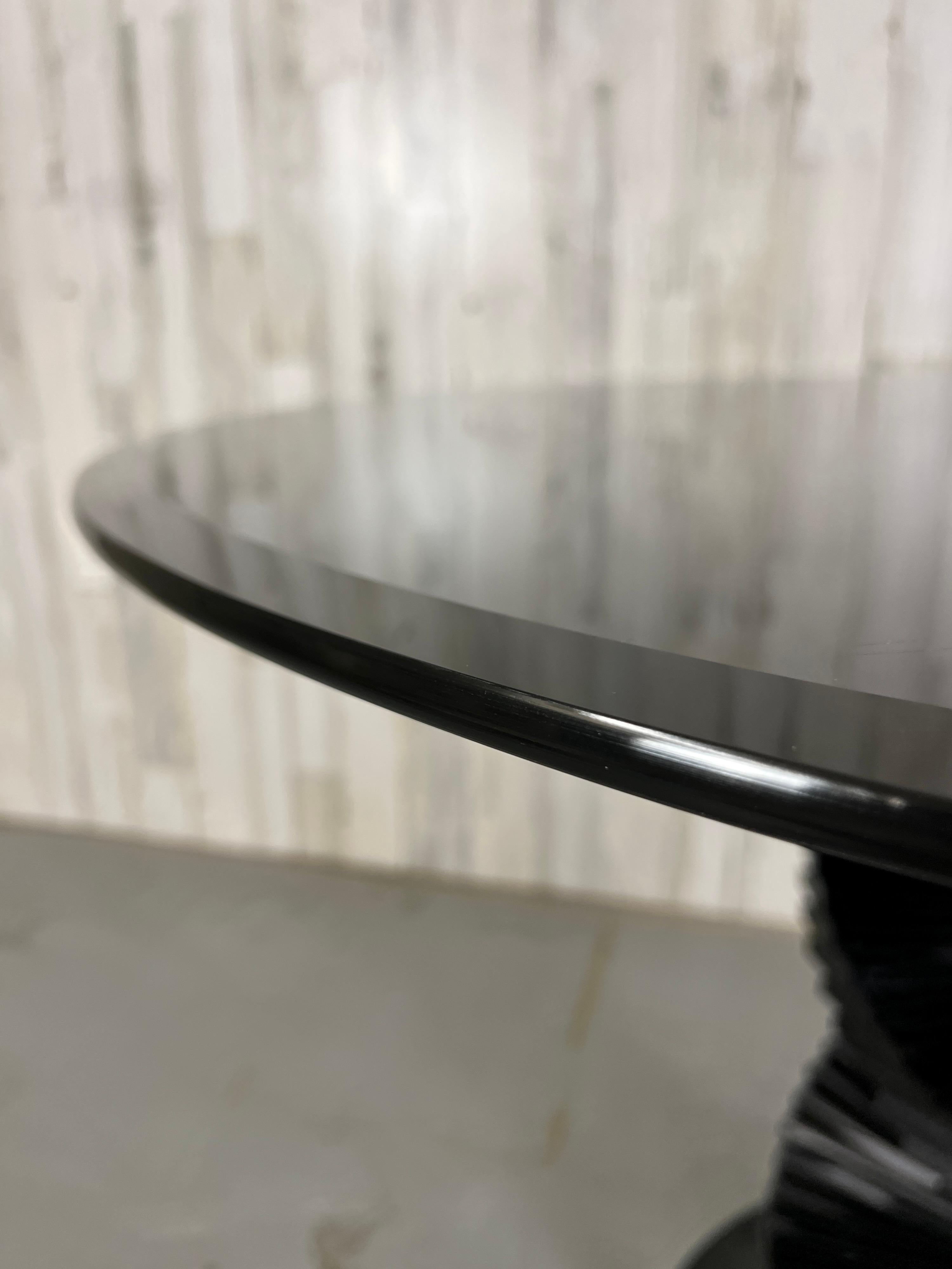 Metal Smoked Glass Helix Spiral Dining Table For Sale