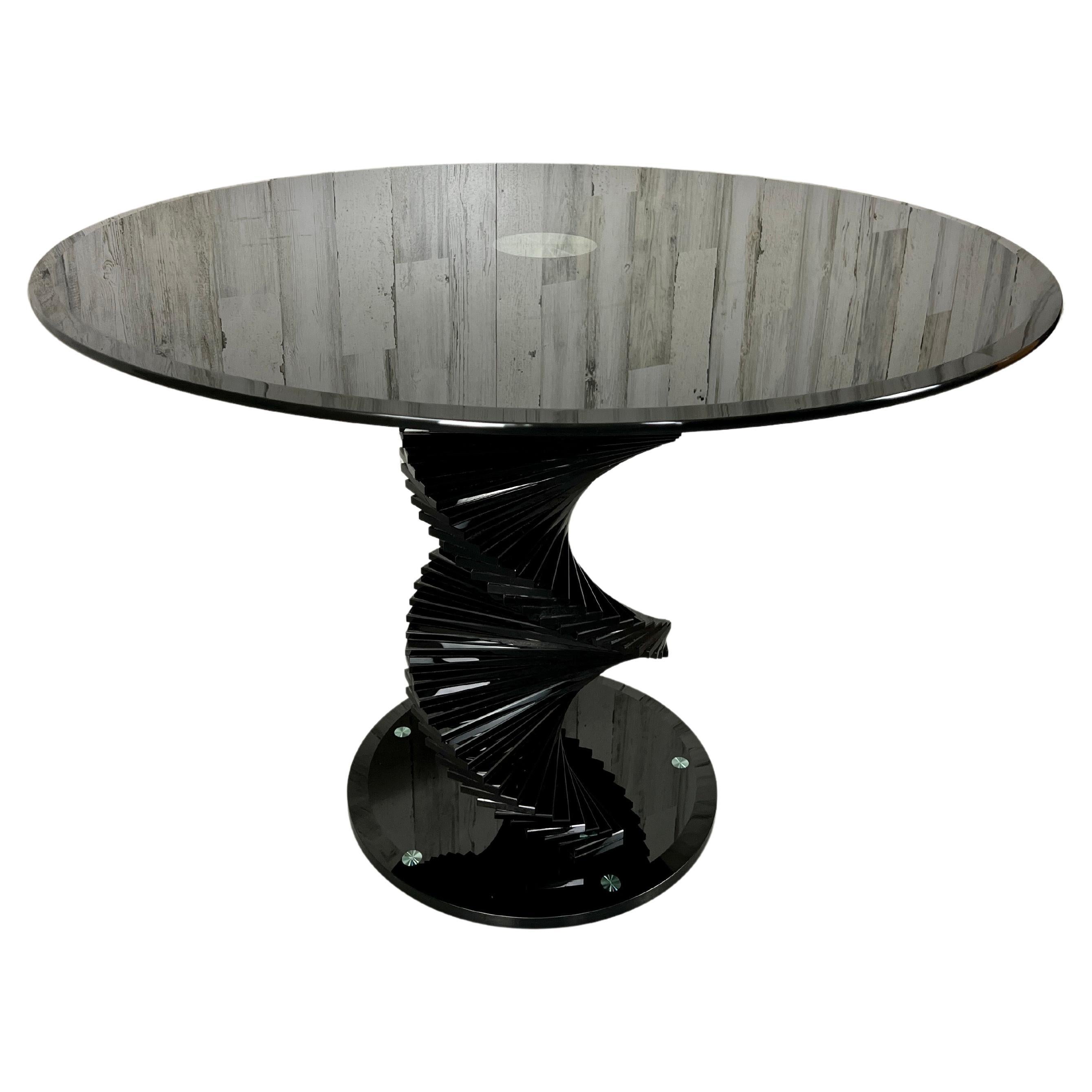 Smoked Glass Helix Spiral Dining Table For Sale