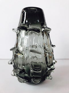 Smoked Glass Murano Vase with Organic Form by Barovier & Toso, Italy, c. 1950