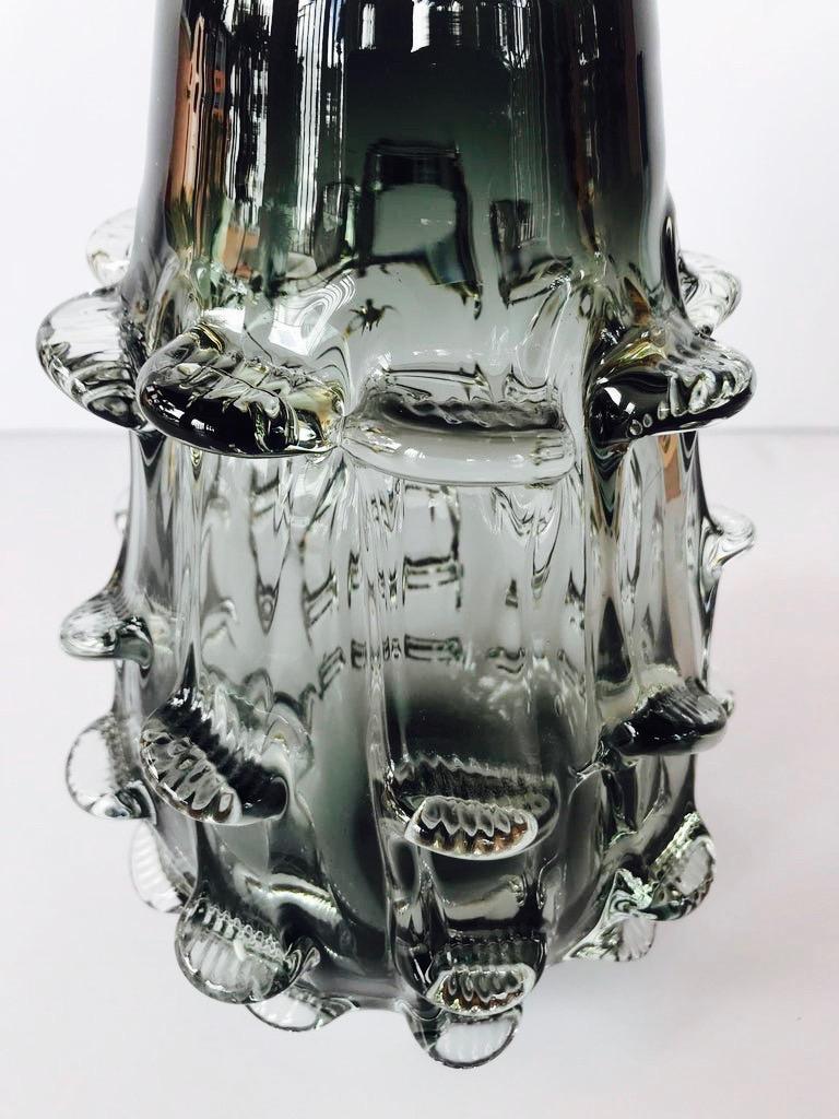 Smoked Glass Murano Vase with Organic Form by Barovier & Toso, Italy, c. 1950 In Good Condition In Fort Lauderdale, FL