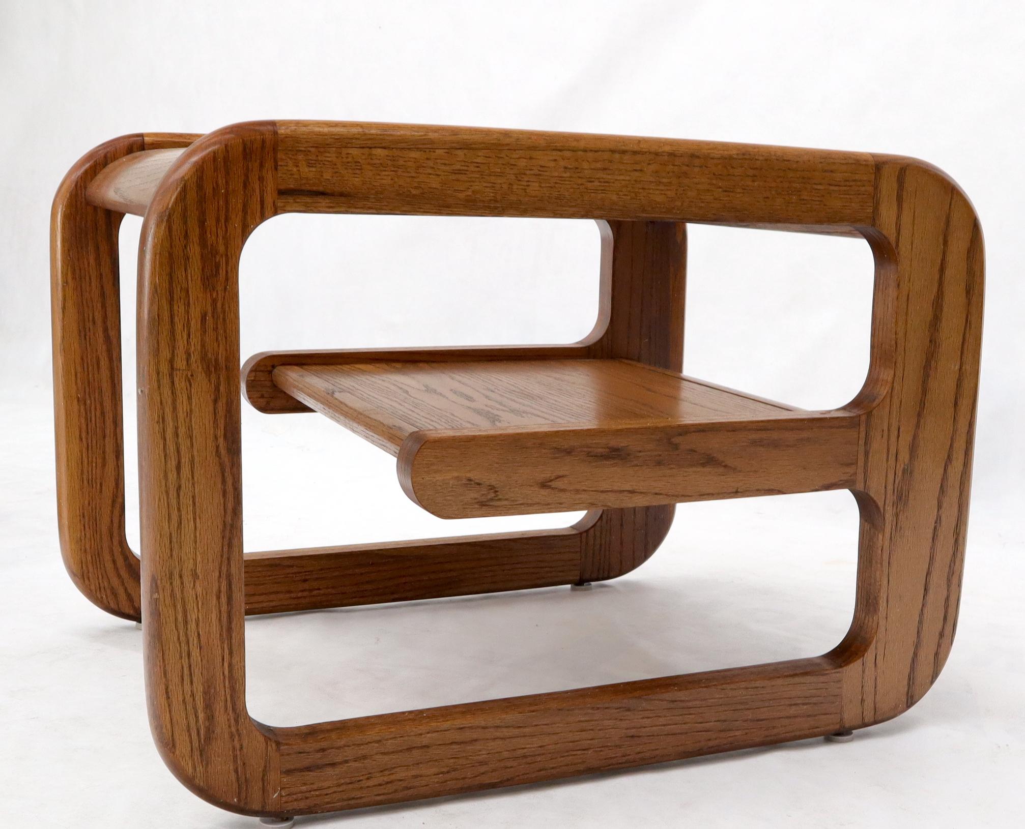 Smoked Glass Oak Base Floating Shelf Side End Table For Sale 1