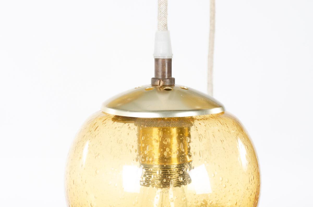 Smoked Glass Pendant Lights by Parscot, 1970 In Good Condition For Sale In JASSANS-RIOTTIER, FR
