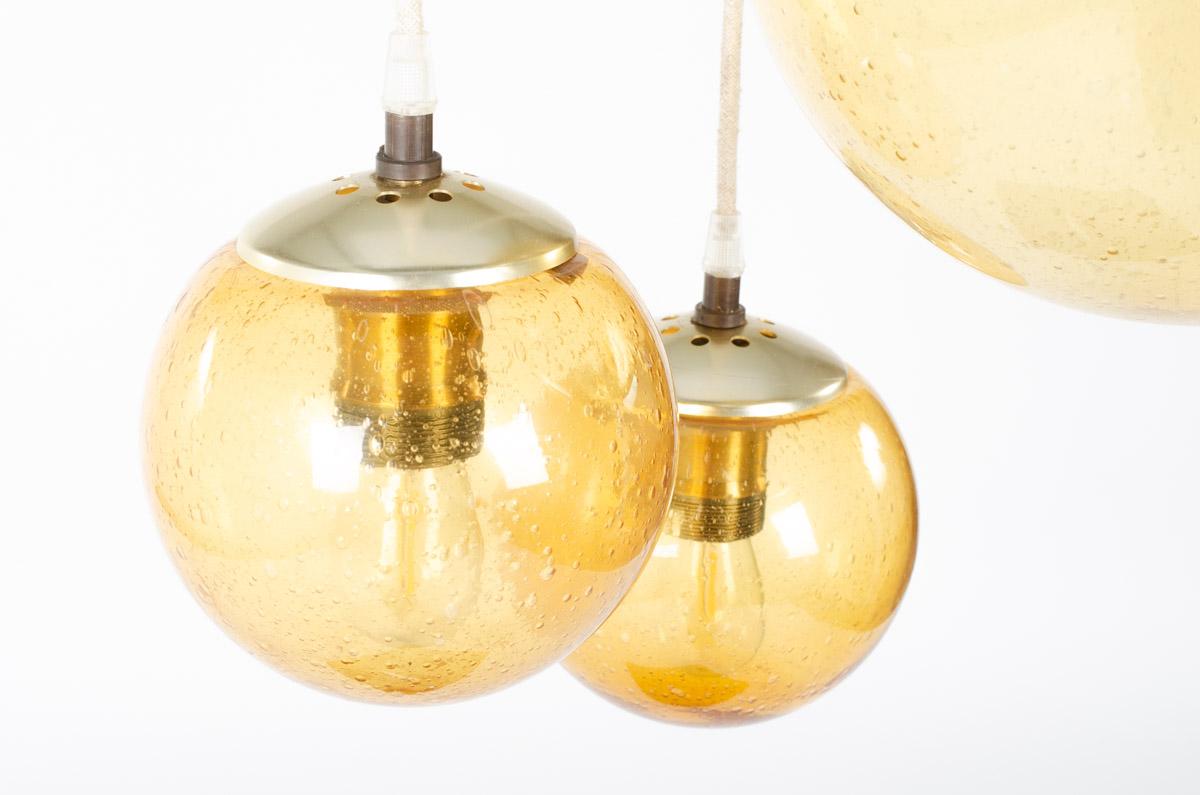 Smoked Glass Pendant Lights by Parscot, 1970 For Sale 1