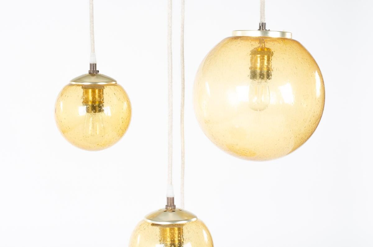 Smoked Glass Pendant Lights by Parscot, 1970 For Sale 3
