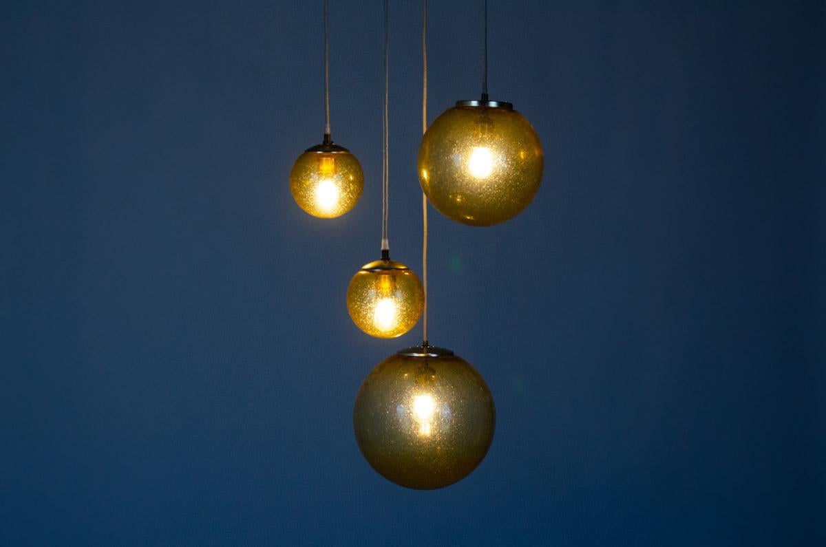Smoked Glass Pendant Lights by Parscot, 1970 For Sale 4