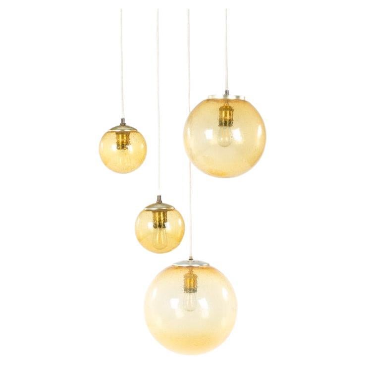 Lampade a sospensione in vetro fumé di Parscot, 1970 in vendita