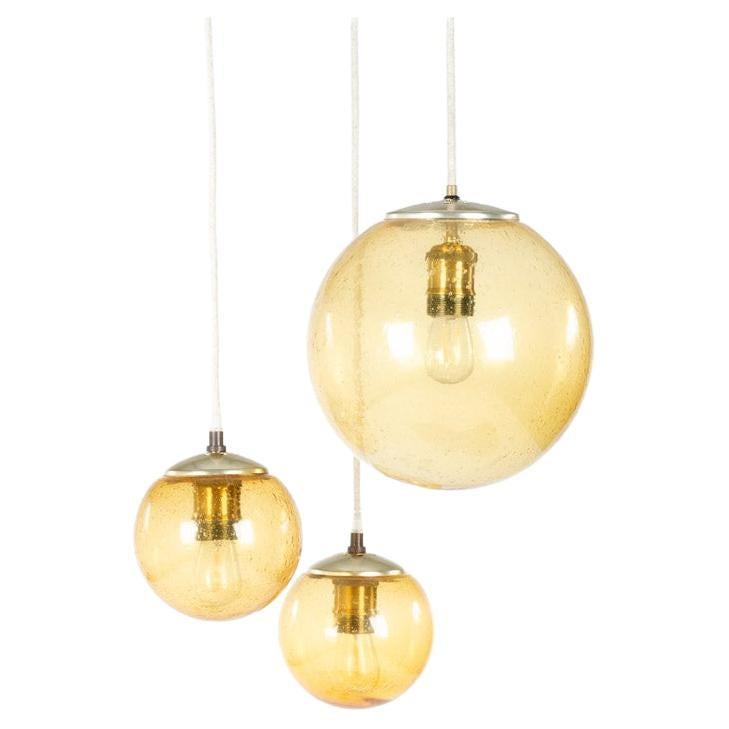 Smoked Glass Pendant Lights by Parscot, 1970 For Sale