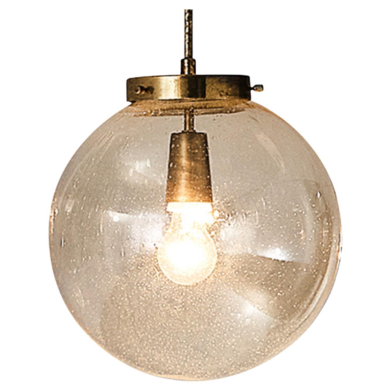 Smoked Glass Pendant with Brass Fixture