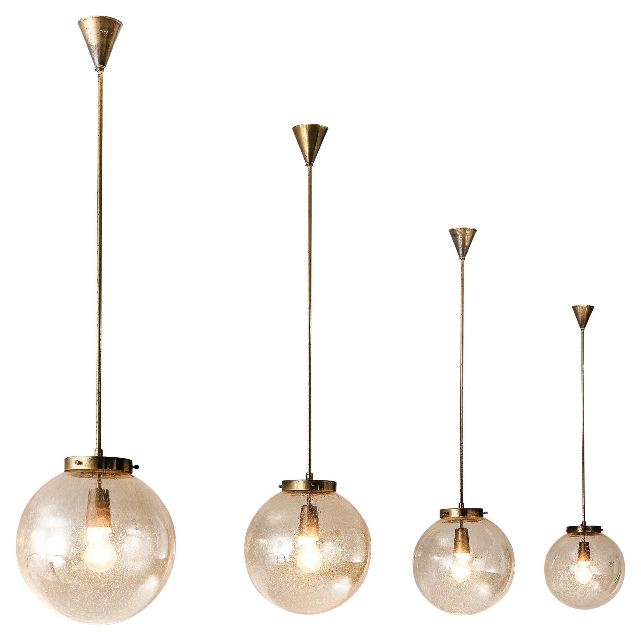 Smoked Glass Pendants with Brass Fixture 