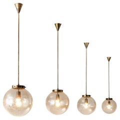 Vintage Smoked Glass Pendants with Brass Fixture 