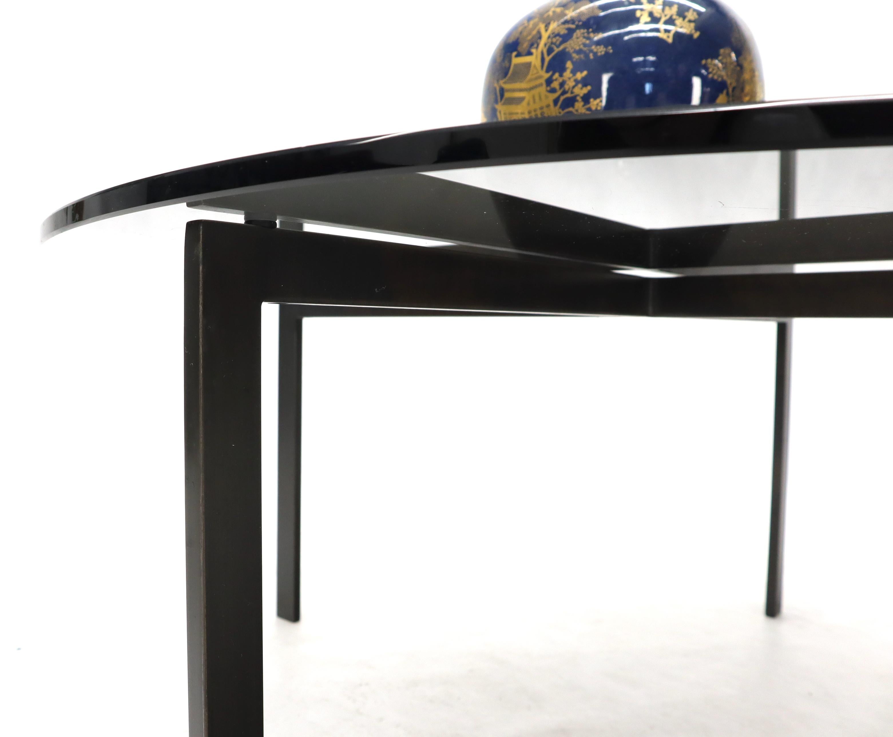 Steel Smoked Glass Round Top X-Base Coffee Table For Sale