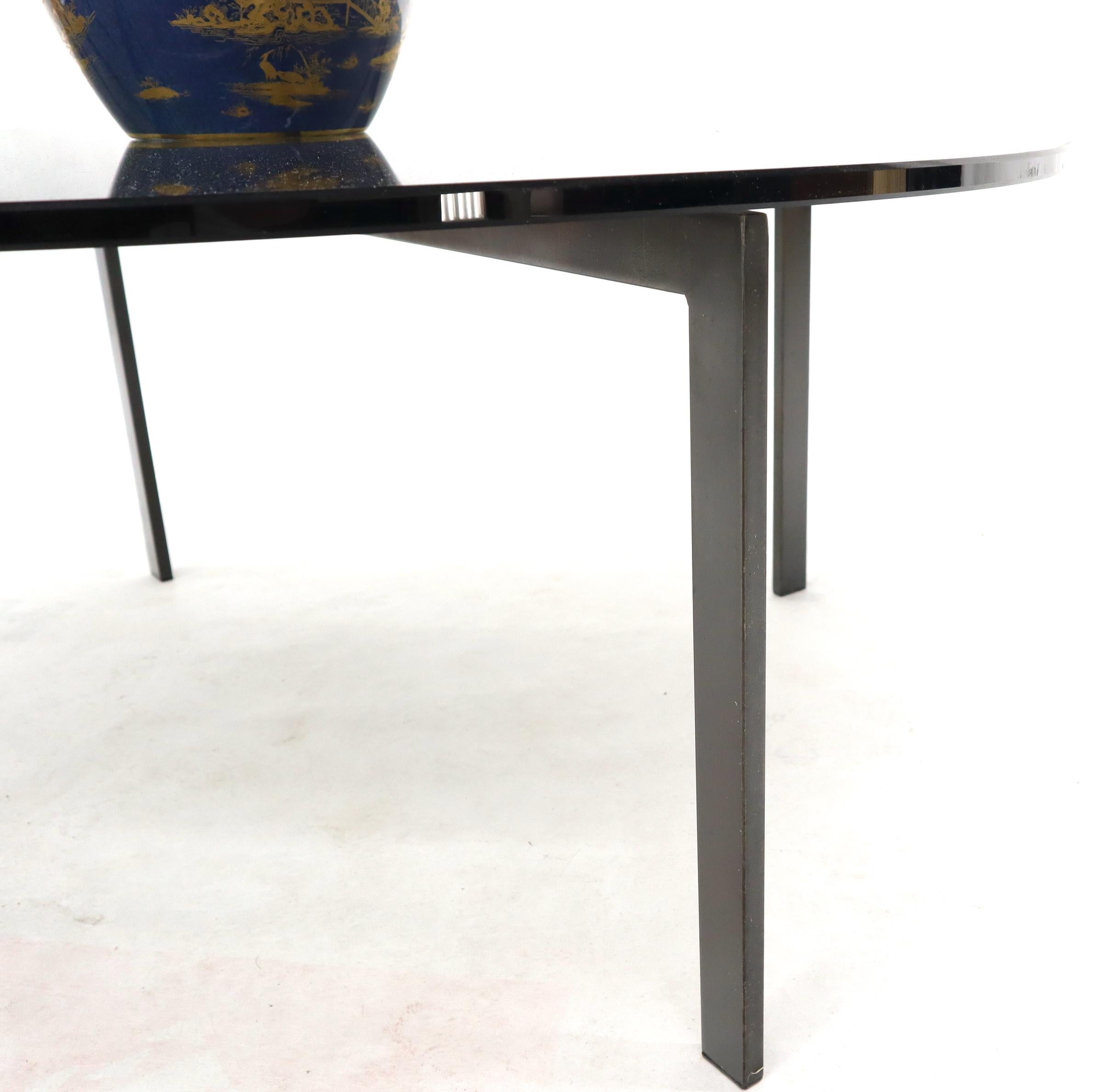 20th Century Smoked Glass Round Top X-Base Coffee Table For Sale