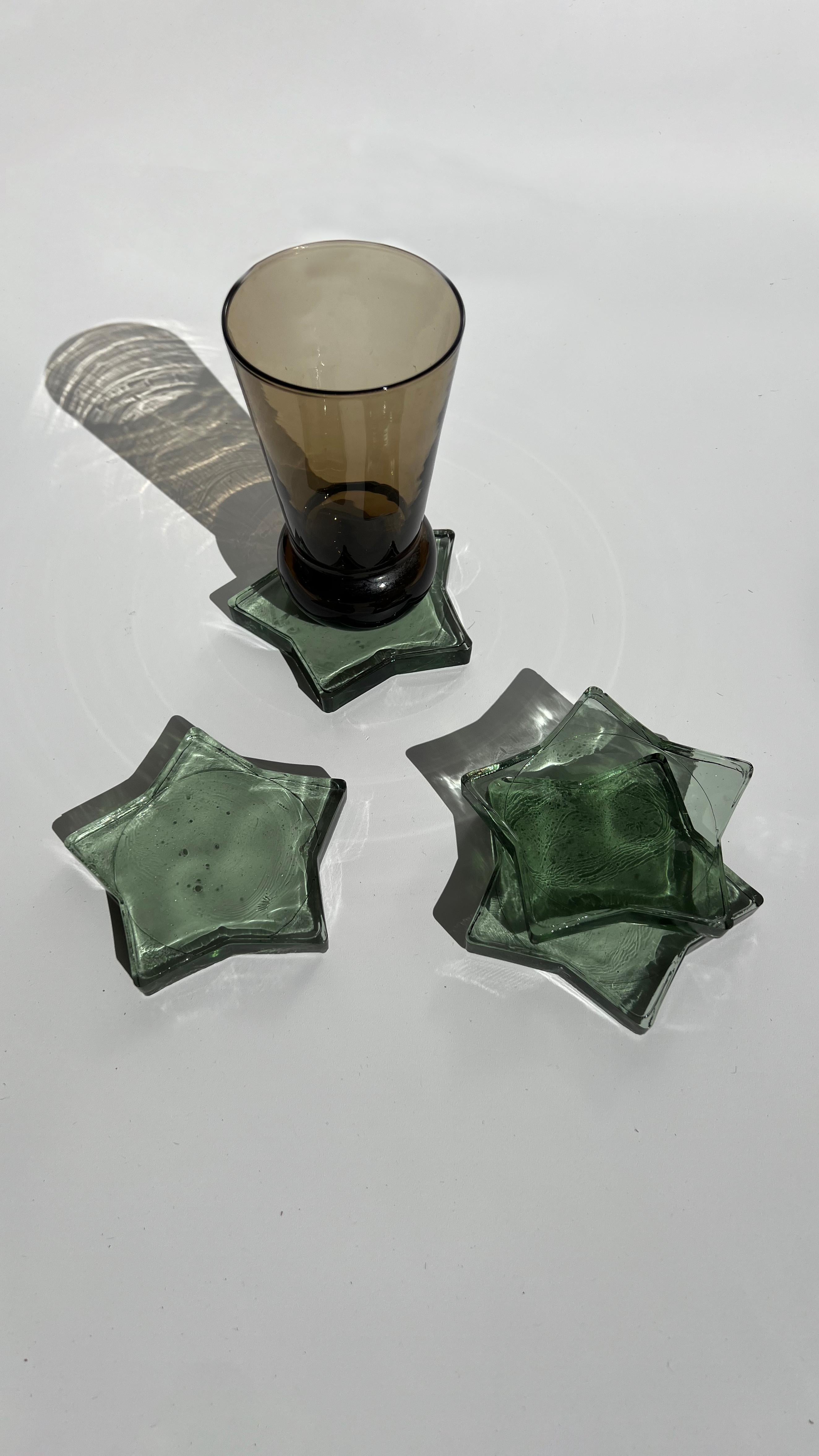 Post-Modern Smoked Glass Star Coasters