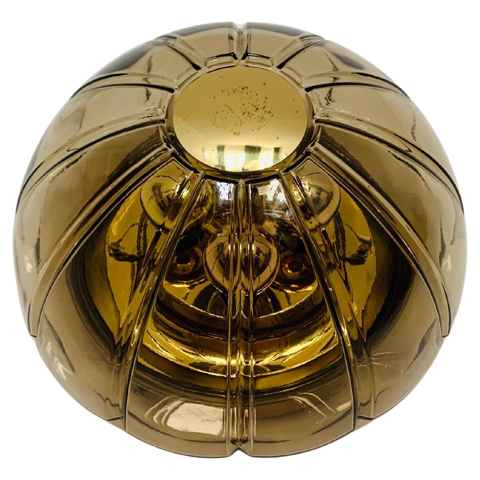 Lampadario Sunburst in vetro fumé di Glashütte Limburg