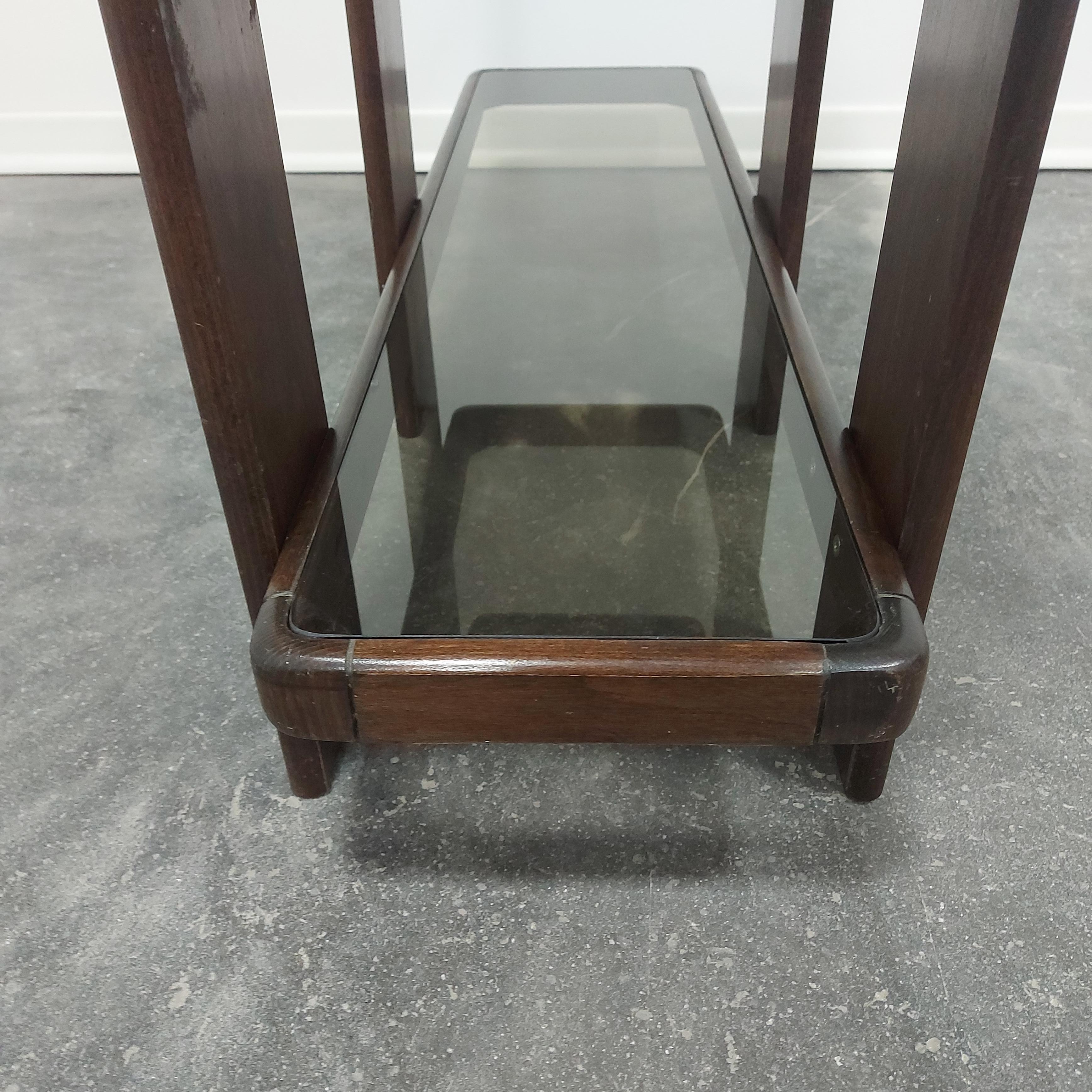 Mid-Century Modern Smoked Glass Table 1960s For Sale