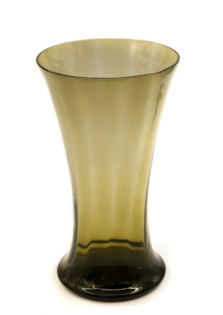 Belgian Smoked Glass Vase, Doyen Glassware, 1930s