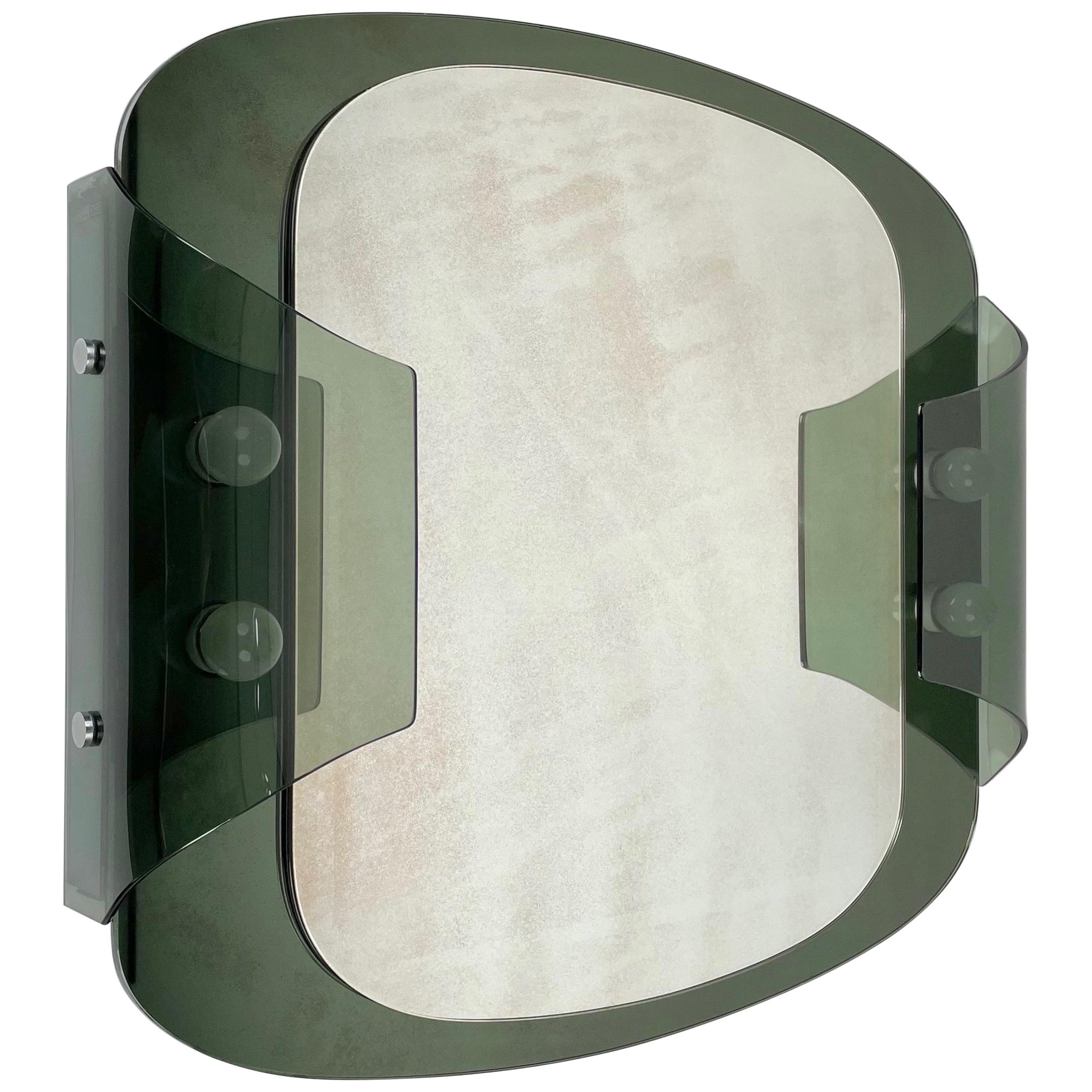 French Pressed Glass Wall Mounted Back Lighted Mirror by Maison Perzel