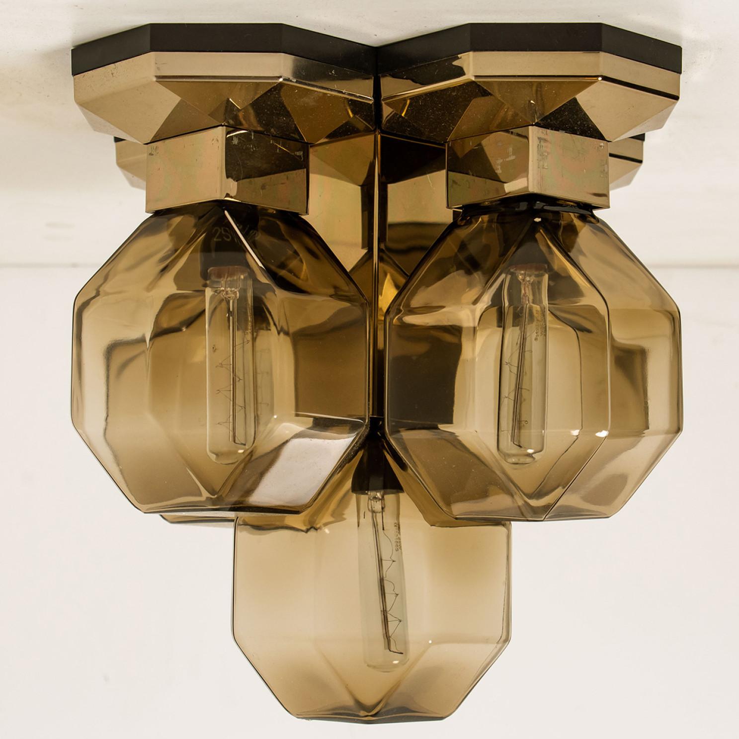 Post-Modern Smoked Glass Wall or Ceiling Lamp by Motoko Ishii for Staff, 1970s For Sale