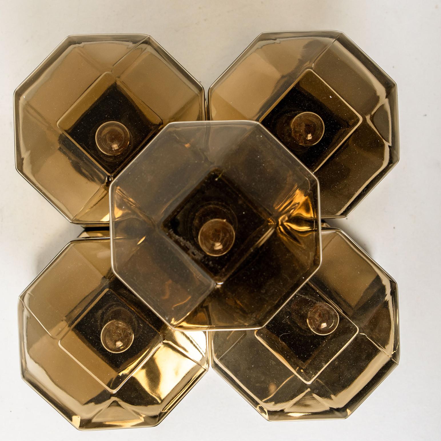 German Smoked Glass Wall or Ceiling Lamp by Motoko Ishii for Staff, 1970s For Sale