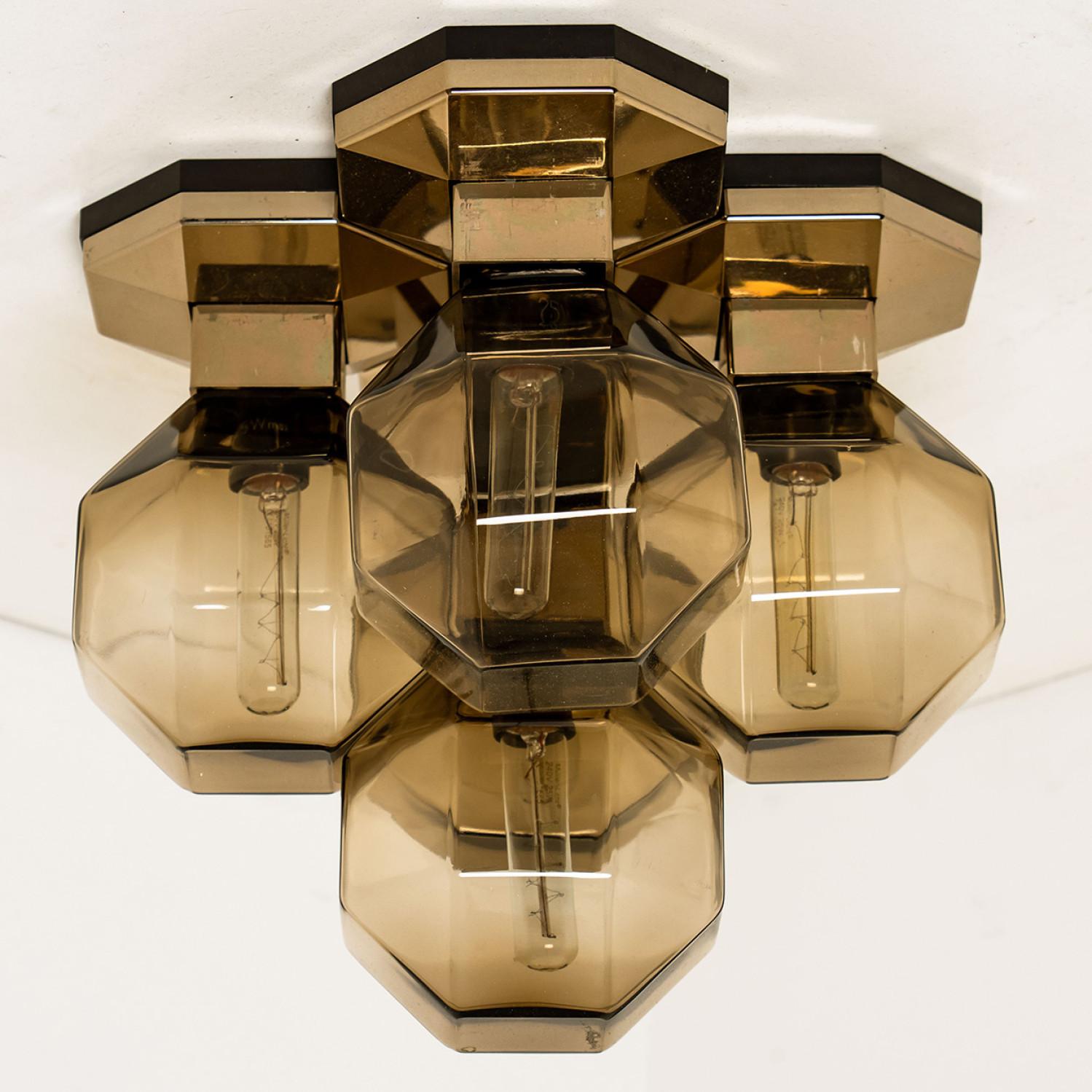 Late 20th Century Smoked Glass Wall or Ceiling Lamp by Motoko Ishii for Staff, 1970s For Sale
