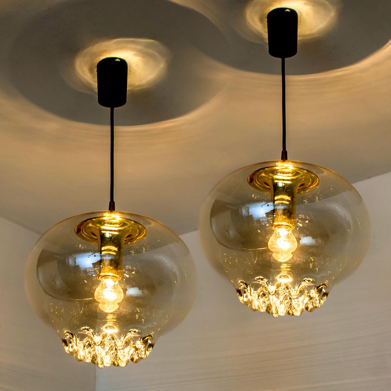 Smoked Golden/Brown Pendant Lights by Peill and Putzler, 1960s For Sale 3