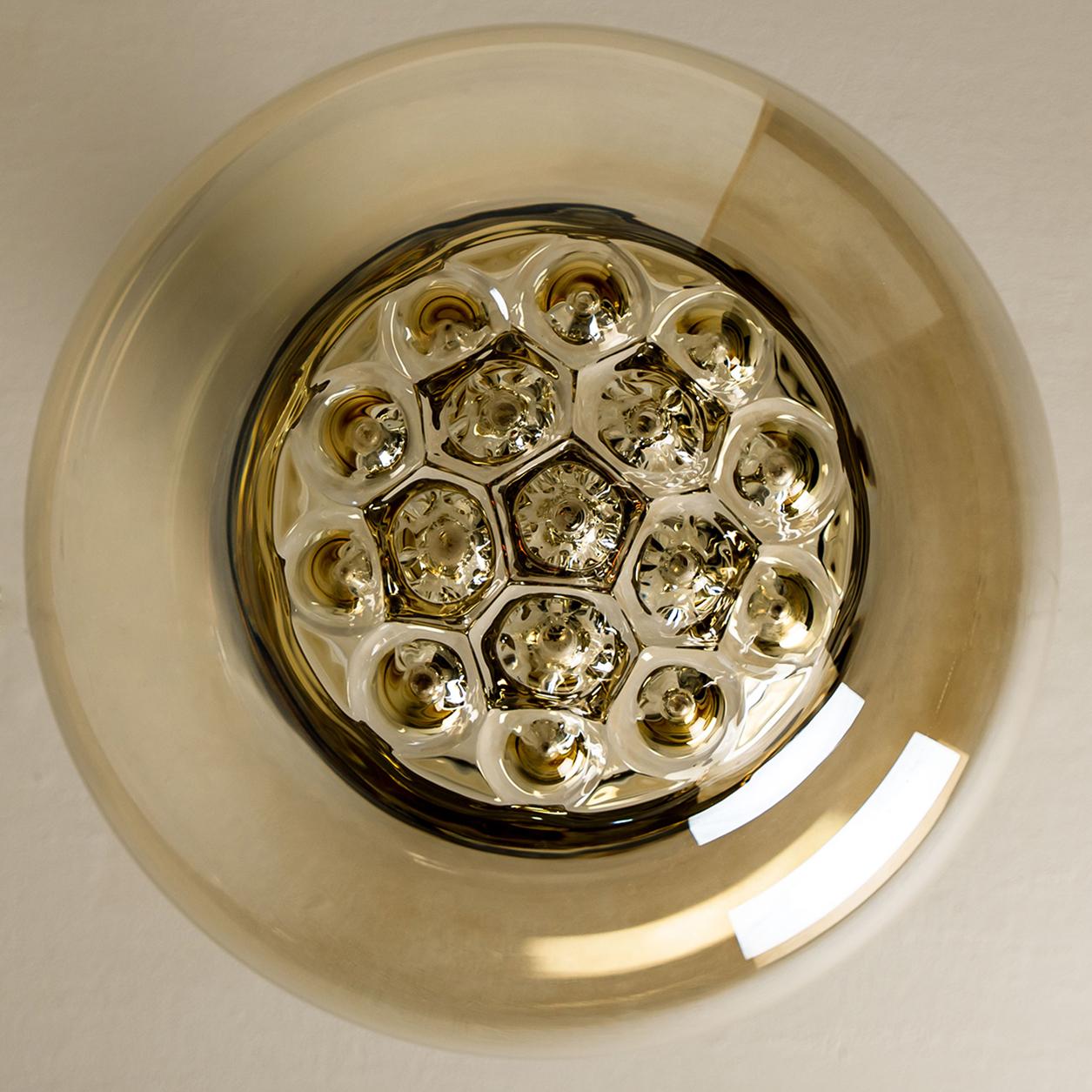 Mid-20th Century Smoked Golden/Brown Pendant Lights by Peill and Putzler, 1960s For Sale