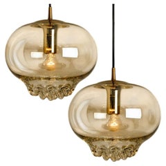 Rauchgoldene/braune Pendelleuchten von Peill & Putzler, 1960er Jahre