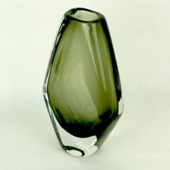 Smoked Green Scandinavian Modern Vase by Vicke Lindstrand for Orrefors