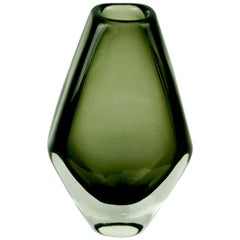 Smoked Green Scandinavian Modern Vase by Vicke Lindstrand for Orrefors