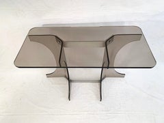 Smoked Lucite and Aluminum Console, 1970s