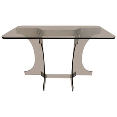 Smoked Lucite and Aluminum Console, 1970s