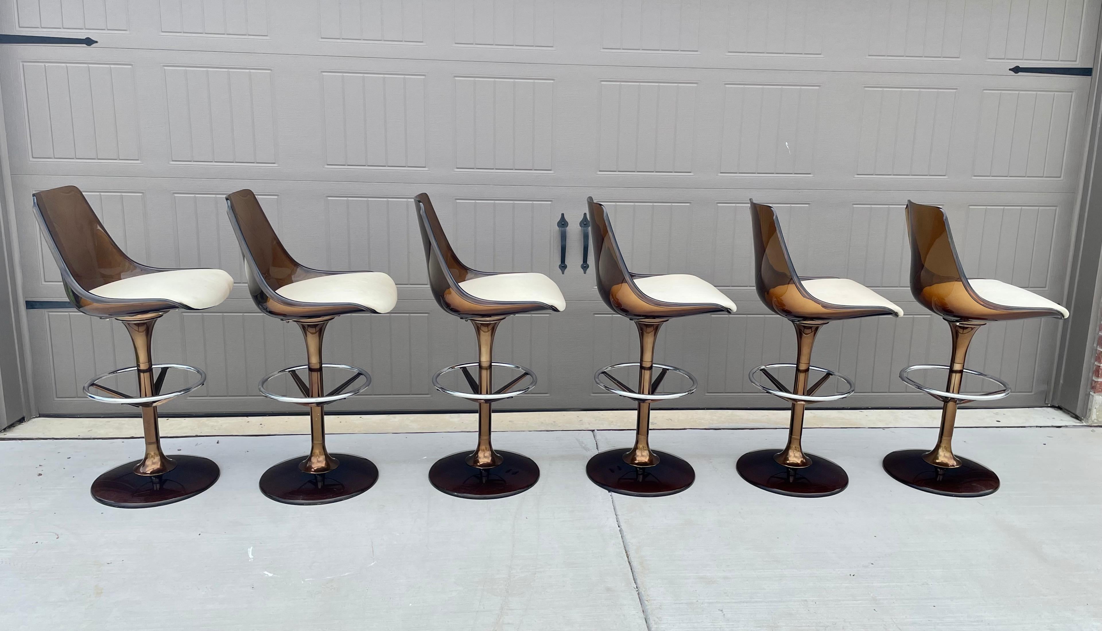 Smoked Lucite and Chrome Barstools 6